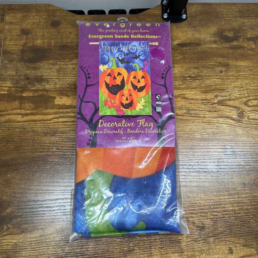 Evergreen Suede Reflections Halloween House Flag Spooky Boos Pumpkins 29x43 NEW